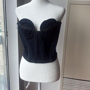 Zara Black Denim Bustier Top